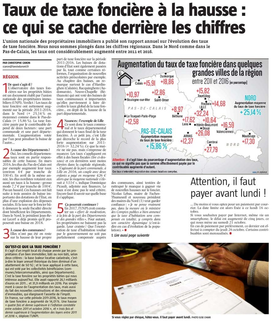 20171013 Taxe Foncire NE revue de presse