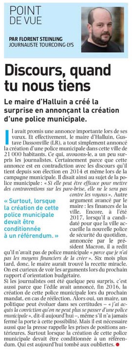 20180118 Police Municipale NE Point de vue revue de presse