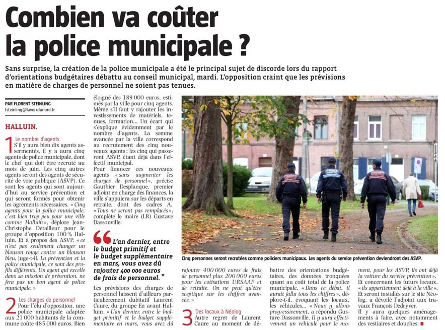 20180215 Police municipale VdN revue de presse