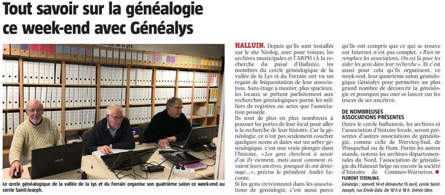 20180413 Cercle gnalogique salon VdN revue de presse