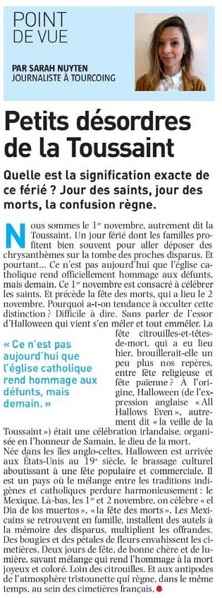 20181101 Point de vue Toussaint NE revue de presse