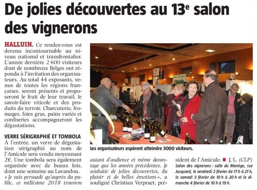 20180129 salon des vignerons VdN revue de presse