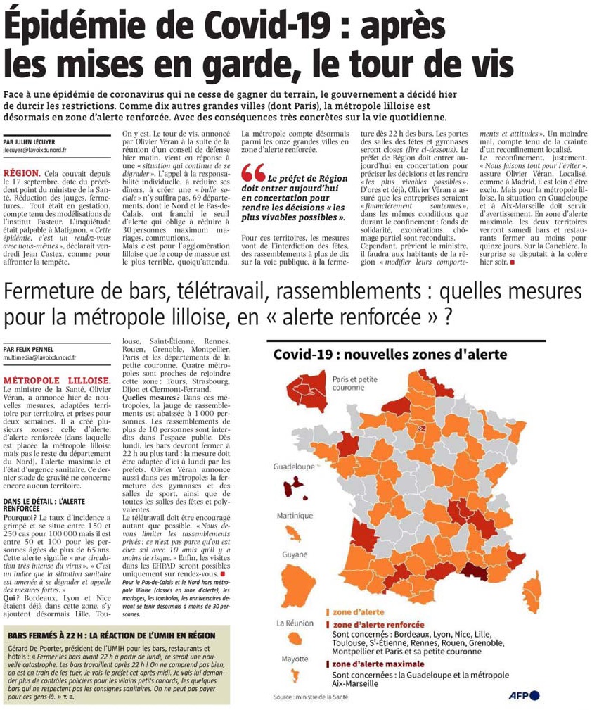 20200924 Covid 19 Rgion mesures renforces VdN revue de presse