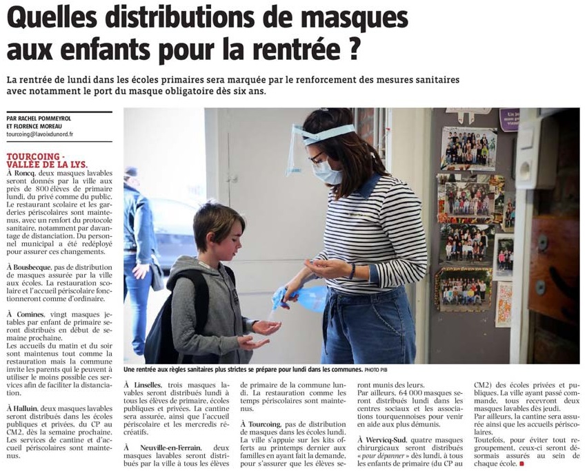 20201101 Ecoles Masques Enfants VdN revue de presse