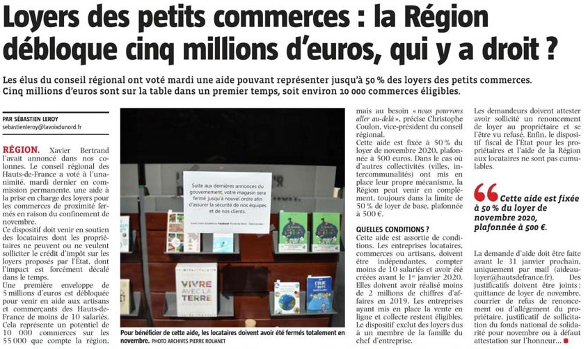 20201130 Loyers Rgion VdN revue de presse