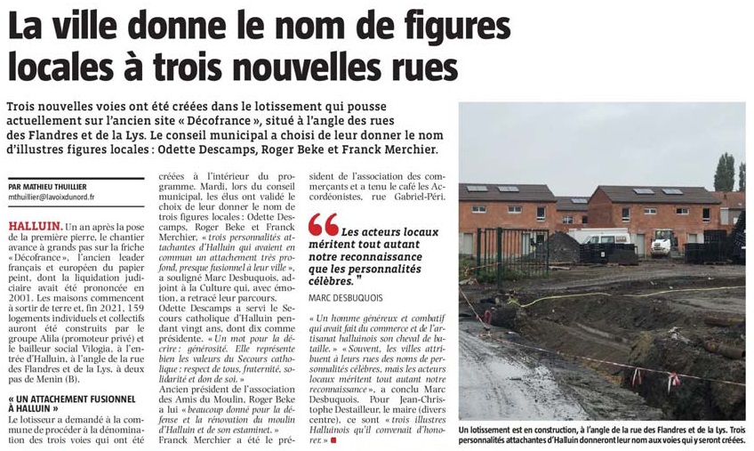 20201002 Trois noms de rues nouvelles VdN revue de presse