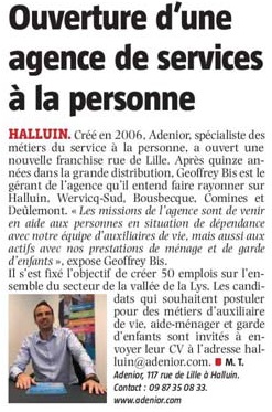 20200906 Agence de service personne halluin VdN revue de presse