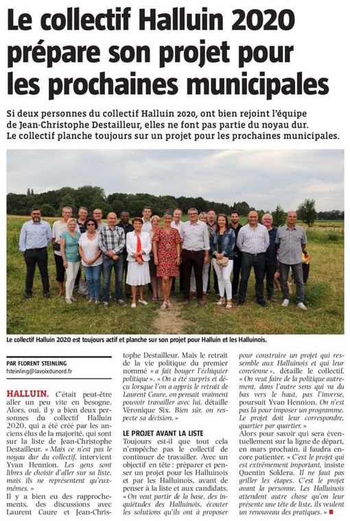 20191023 Municipales Collectif Halluin 2020 VdN revue de presse