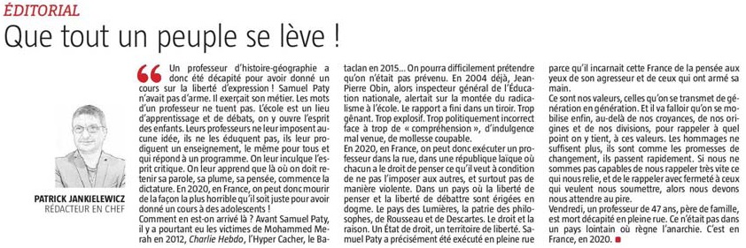 20201018 Editorial S Paty VdN revue de presse