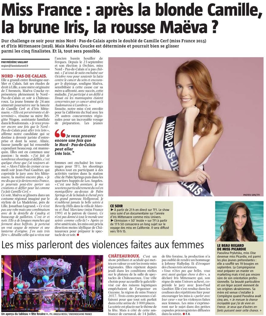 20171216 Mava Coucke Miss Nord VdN Photo revue de presse