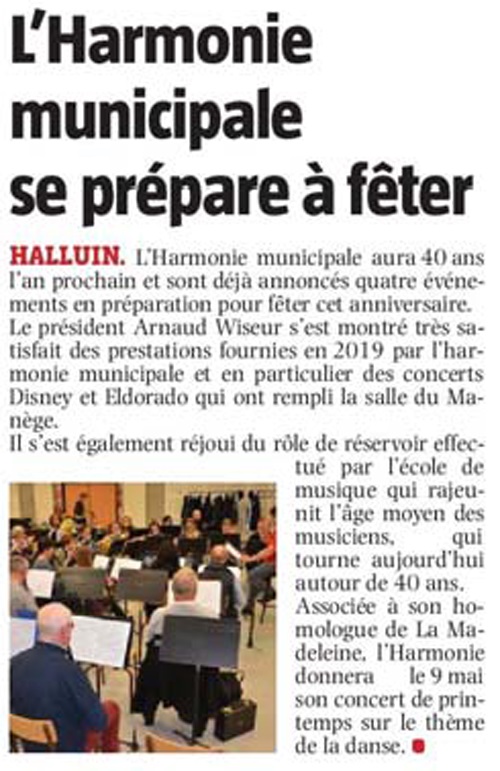 20200125 Harmonie Municipale en 2020 VdN revue de presse