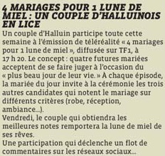 20170831 Mariage TV VdN revue de presse