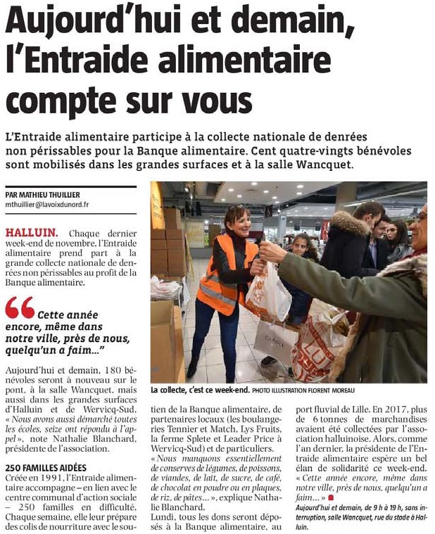 20181130 Entraide Alimentaire 2018 VdN revue de presse