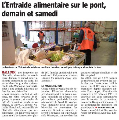 20191128 Entraide alimentaire 2019 VdN revue de presse