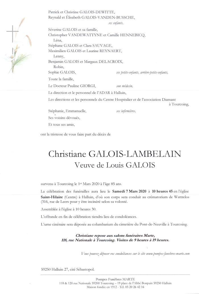 Dcs GALOIS LAMBELAIN