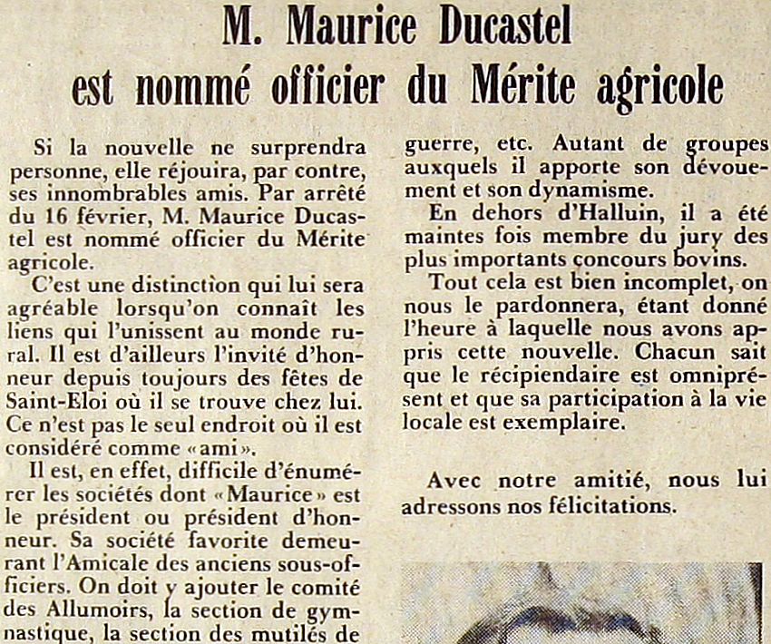 Ducastel officier Agricole VdN 3 Mars 1979 BD7450