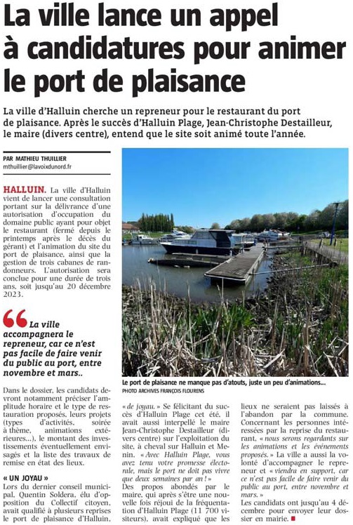 20201012 repreneur port de plaisance VdN revue de presse