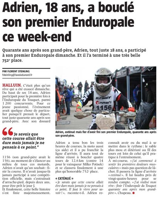 20180130 Adrien1 enduropale suite VdN revue de presse