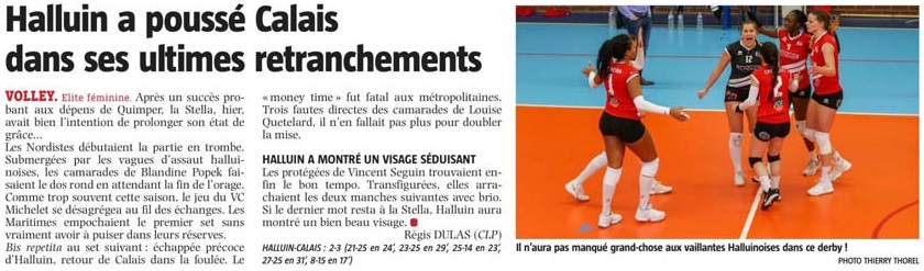 20210131Volley Fminines Halluin VdN revue de presse